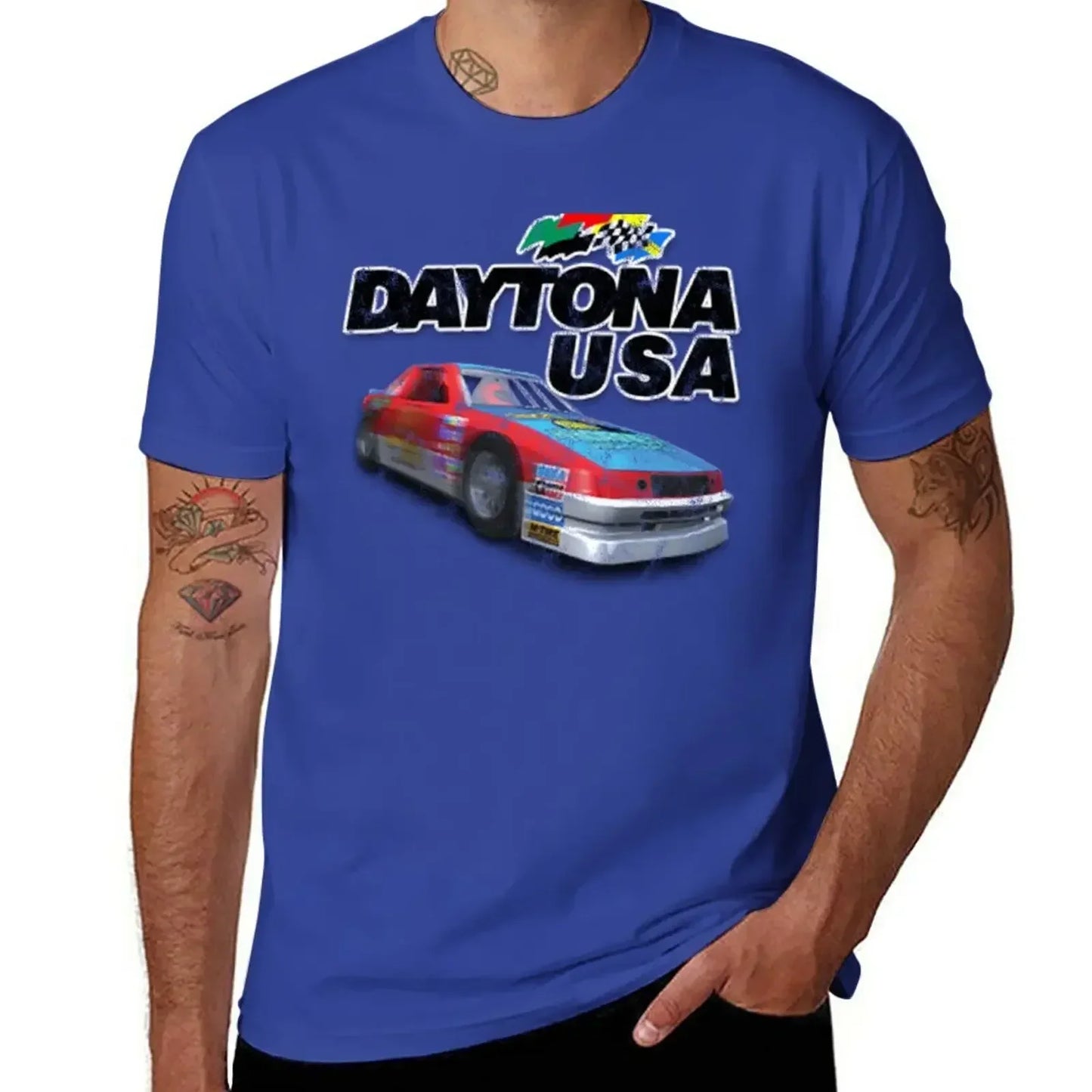 plus size tops man clothes custom t shirts design your own workout shirts for men Daytona USA Distressed Car Logo T-Shirt