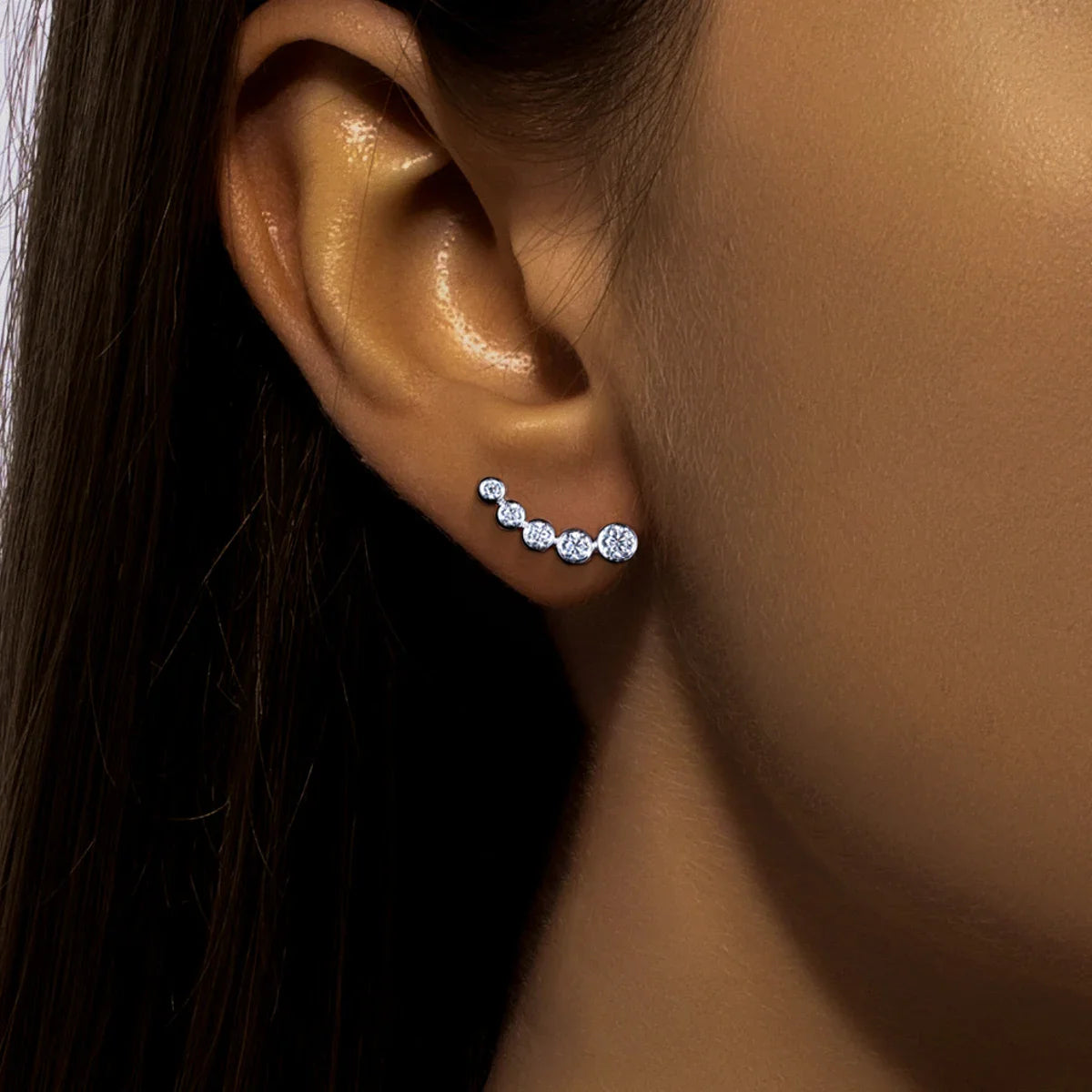 0.82cttw Moissanite Stud Earrings 925 Sterling Silver Gold Plated Classic Bezel Smile Earrings for Women Jewelry Gifts