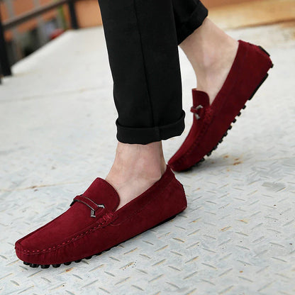 Genuine Leather Men Casual Shoes High Quality Suede Slip on Man Loafers Flats Soft Non Slip Mens Driving Shoes Size 38-46