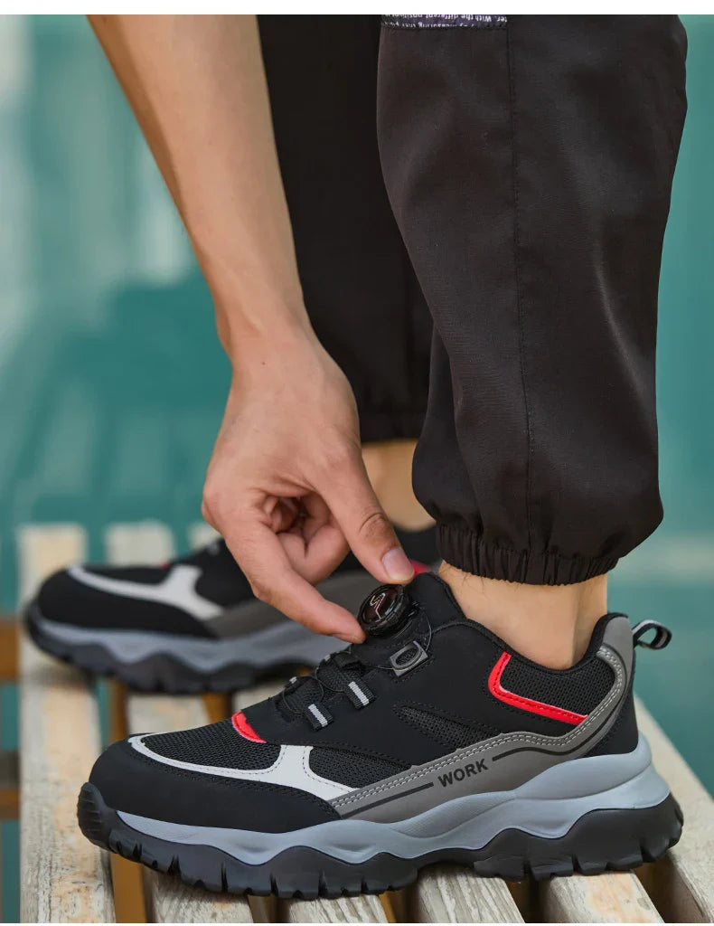 Light Breathable Sneaker Safety Shoes With Steel Toe Cap Anti-Piercing, Shock Absorbing Anti-Smash Design, Work Shoes for Men