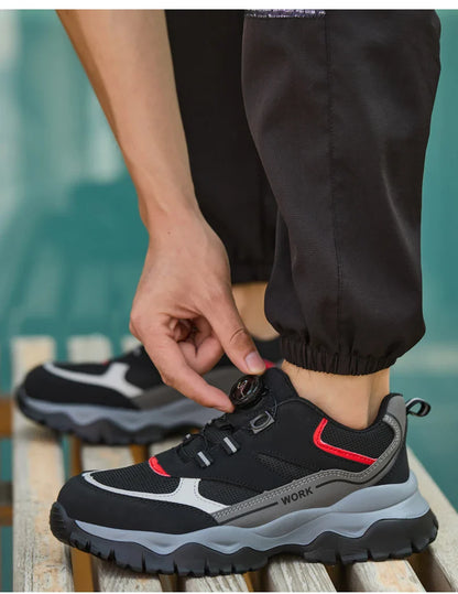Light Breathable Sneaker Safety Shoes With Steel Toe Cap Anti-Piercing, Shock Absorbing Anti-Smash Design, Work Shoes for Men