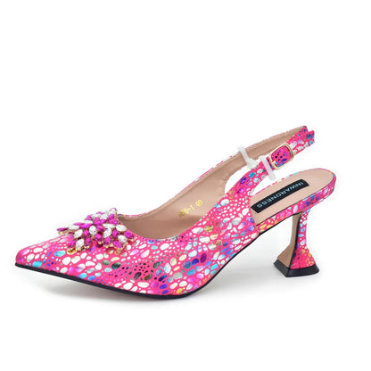 Women Nigerian Italian Shoes and Bags Set with Rhinestone Shoe and Bag Set for Nigeria Party Italy Crystal Butterfly-knot Shoes
