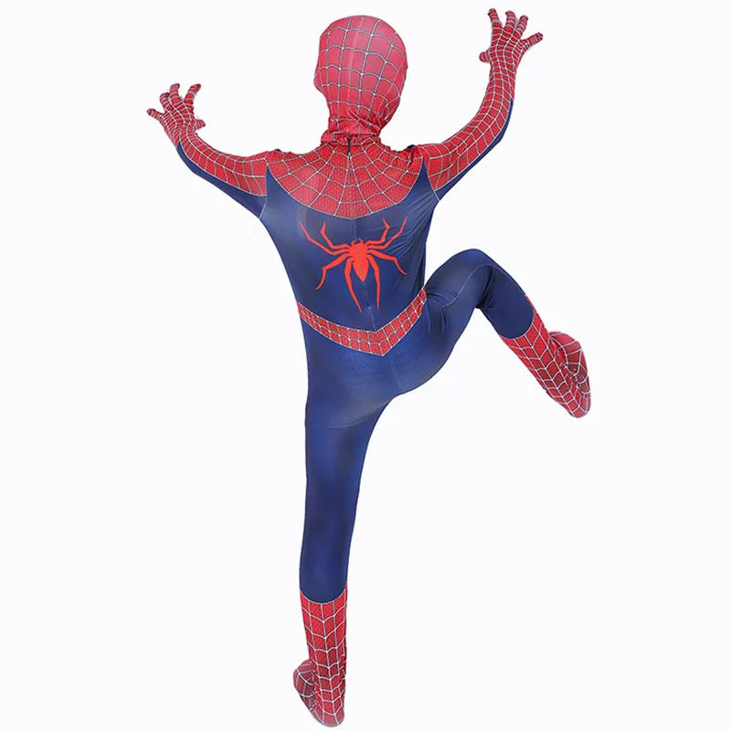 New Remy Jumpsuit with Halloween Superhero Web Spider Mask Costume for Boys Girls Soft Breathable Fabric Party Dress Up Cosplay