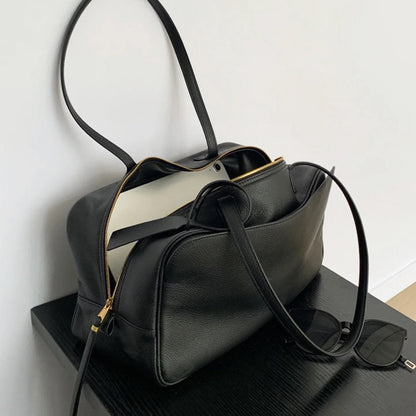 High version genuine leather pillow bag for women 2025 new all-match large capacity first layer cowhide bowling bag for women