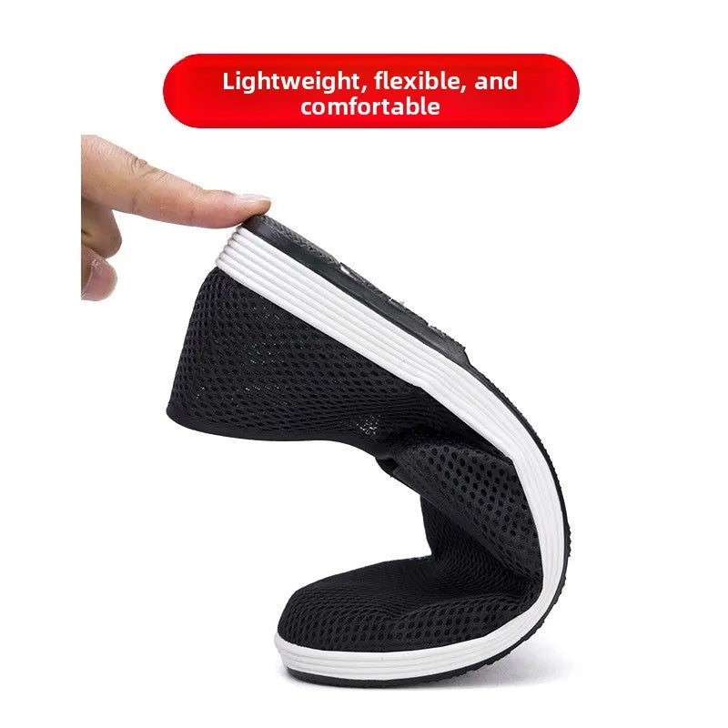 Men's Summer Soft Bottom Driving Shoes Breathable Mesh Slip-On Shoes Wear-Resistant Casual Old Beijing Style Rubber Sole
