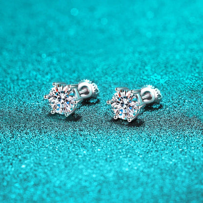 Screw Thread 1-4CT Moissanite Earring Studs for Women Men  Solitaire Ear Stud 100% S925 Solid Silver White Gold Plated