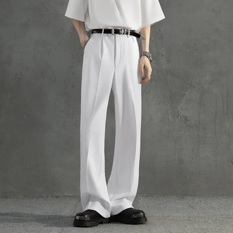 White Luxury Draped Suit Pants Men Fashion Dress Pants Korean Loose Straight Casual Pants Mens Office Formal Trousers Male S-3XL