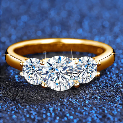 Certified 3 Stone Cat Totem Moissanite Rings For Women Total Is 2ct Genuine Sterling Silver 925 Luxury Wedding Jewelry Trend Hot