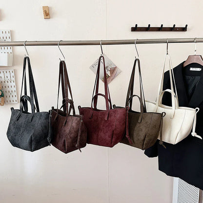 2025 Hot Sale Autumn Soft Women's Handbags Faux Suede Solid Color Large Capacity Shoulder Bag Casual Versatile Ladies Bags