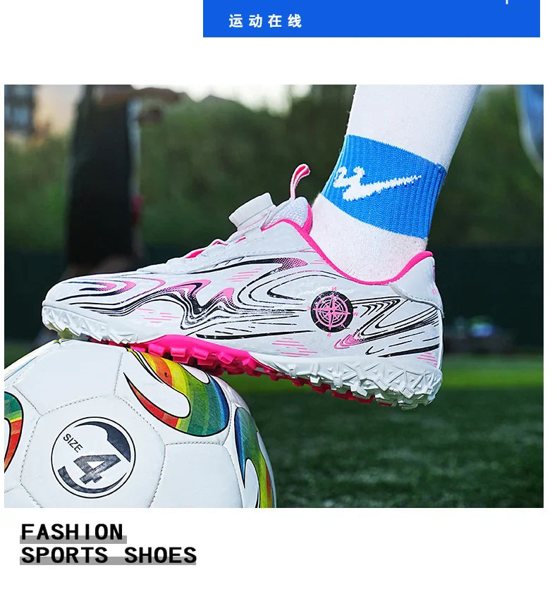 Kids Soccer Cleats Boys Girls Professional Football Shoes FG/TF Grass Training Non-Slip Athletic Sneakers Breathable Comfortable