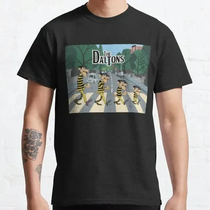 Lucky Luke Cartoon Daltons Tshirt Retro T Shirt Grunge Men Clothing Harajuku Anime Shirt Ropa Hombre Roupas Masculinas Camisetas
