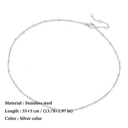 Stainless Steel Chain Necklace for Women Gold Color Thin Choker Bead Chain Necklace Jewelry Wholesale Dropshipping