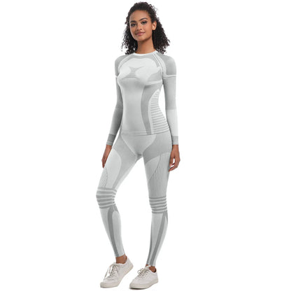 Women Skiwear Set Yoga Set Skiing Underwear Fitness Workout Thermal Gym Ski Snowboarding Running Yoga Exercise Suit Long Johns