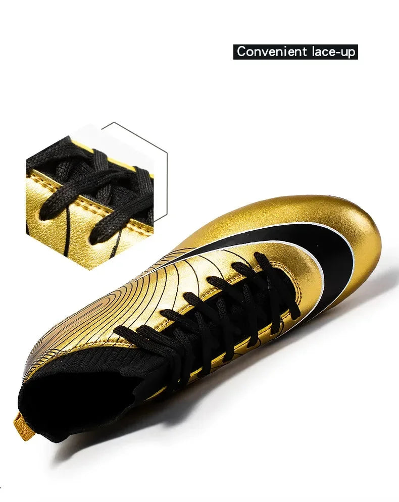 Men Football Boots Children Soccer Cleats Professional Golden Football Shoes for Boys Kids Indoor Soccer Shoes