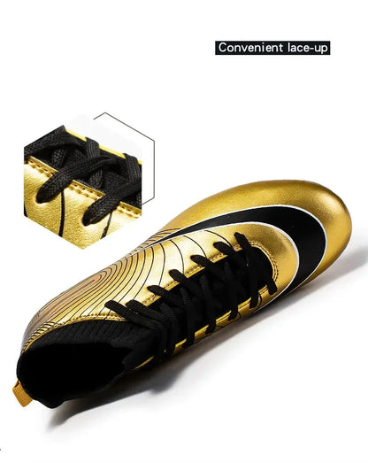 Men Football Boots Children Soccer Cleats Professional Golden Football Shoes for Boys Kids Indoor Soccer Shoes