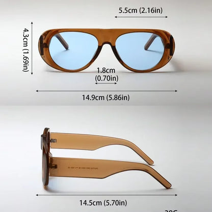 Vintage Oversized Oval Sunglasses Women Men New Fashion Wide Leg Leopard Red Gradient Sun Glasses Ladies Trendy Sexy Shades