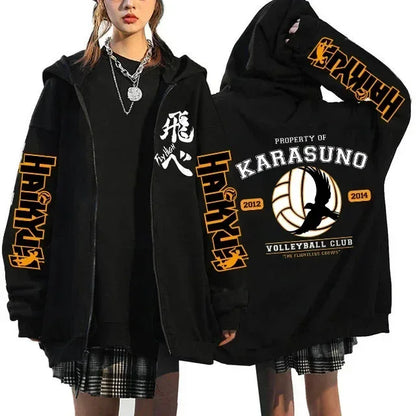 Haikyuu Graphic Zippper Jackets Sweatshirts Japanese Anime Manga Y2k Gothic Zip Up Hoodies Karasuno Fly High Harajuku Streetwear