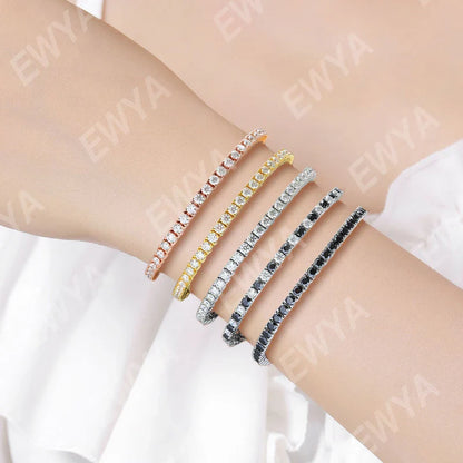 New In Real D Color Full 2mm 0.03CT Moissanite Tennis Bracelet For Women S925 Silver Plated 18K Diamond Link Bracelets Gift