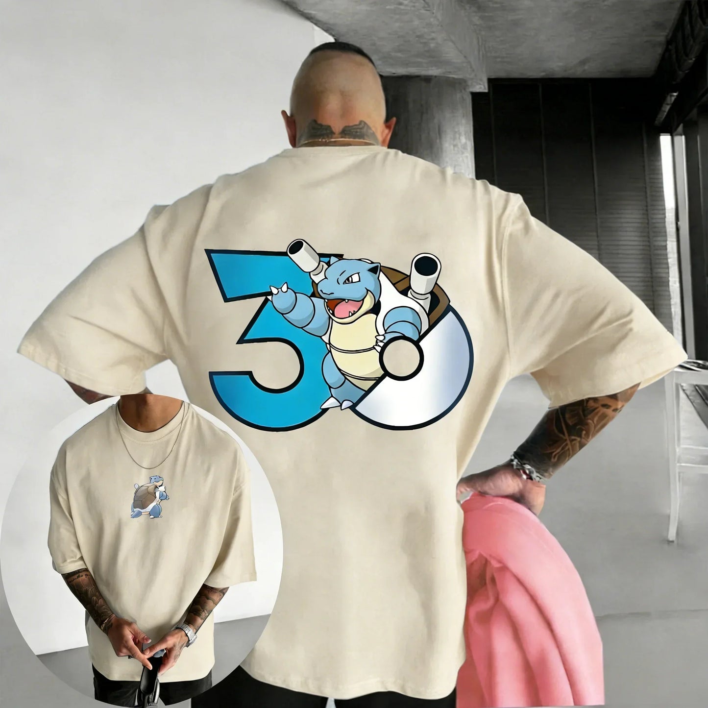 2026 30th Anniversary Blastoise Printed Cotton T-shirt Summer New Men's and Women's Loose Casual Hip Hop Trendy Short Sleeve Top