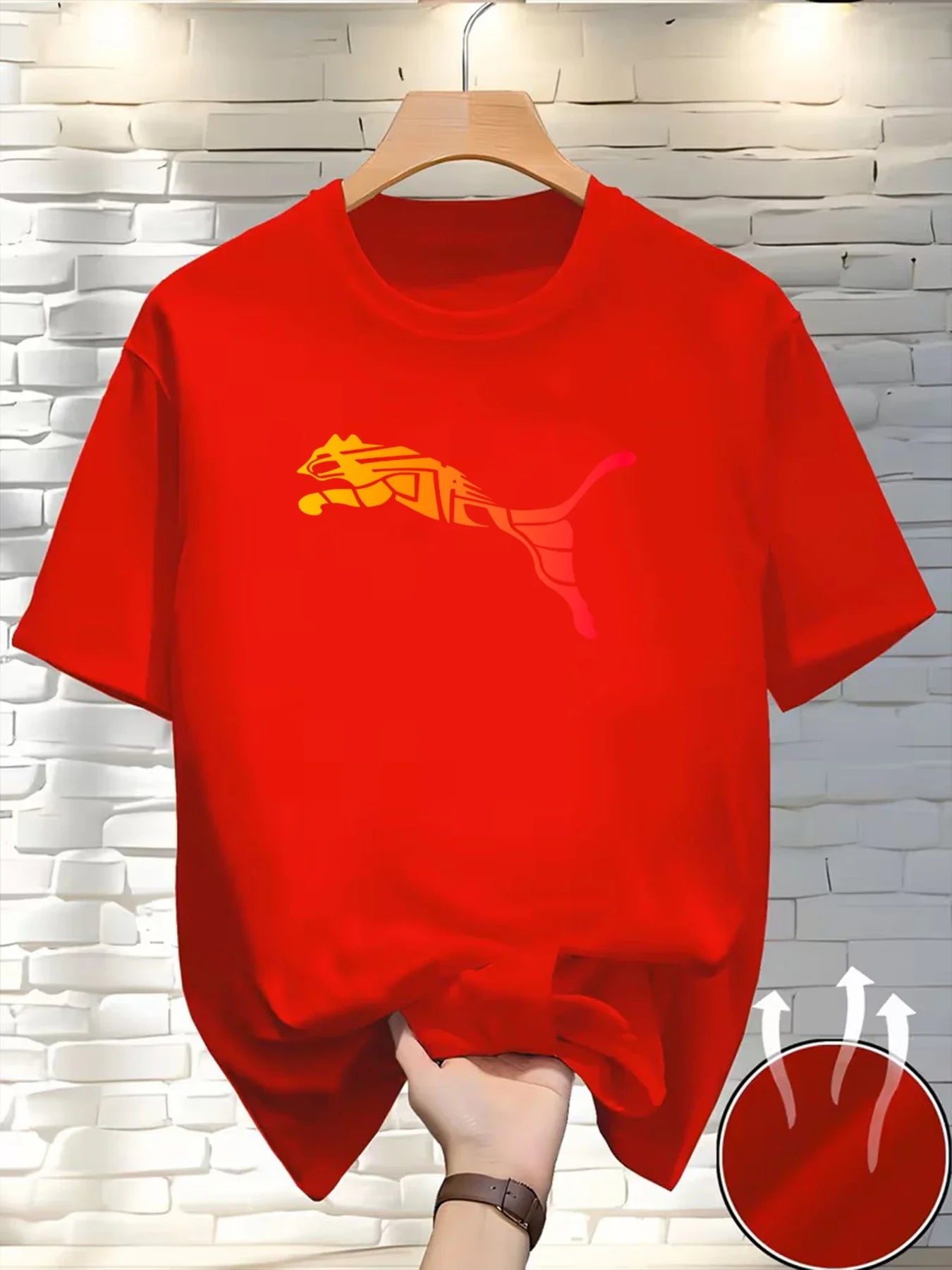New Summer Luxury Men's Fashion Fox Leopard Print T-shirt Crewneck Casual Trend Y2K High-end High Quality Fitness Sports T-shirt
