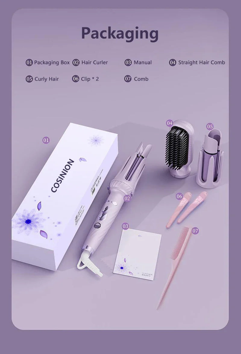 3 IN 1 Negative Ions 28mm & 32mm Roll Automatic Hair Curler Heating Straight Hair Comb Electric Ceramic Curling Iron Hair Stick