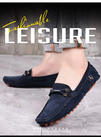 Size 48 Loafers Men Luxury Brand Moccasins Shoes Men Suede Leather Loafers Shoes Slip on Non-slip Driving Loafers for Men