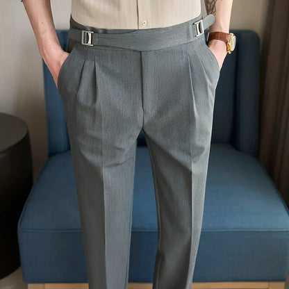 Spring Autumn Smart Casual Suit Pants Men Solid Color Slim Fit Office Fomal Wedding Party Dress Pants Mens White Suit Trousers