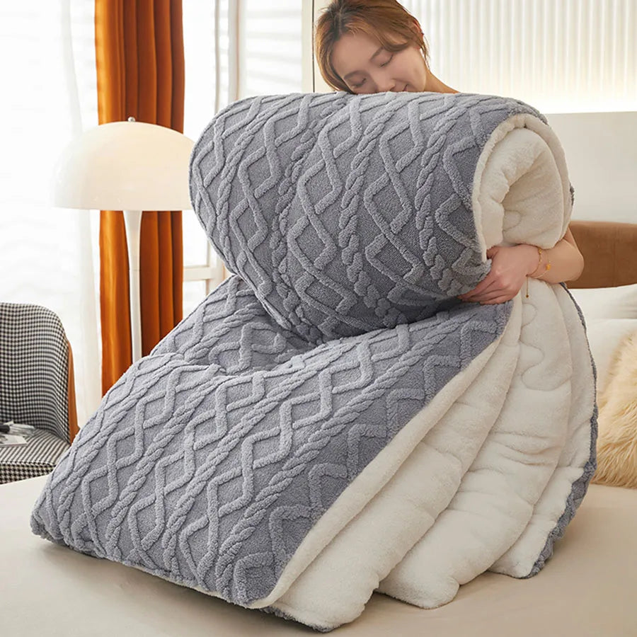 New Super Thick Winter Warm Blanket for Bed Artificial Lamb Cashmere Weighted Blankets Soft Comfortable Warmth Quilt Comforter