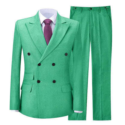 2026 New Men's Suit Business Casual Men's Suit Double Breasted Korean Version Slim Suit Professional Best Man Wedding