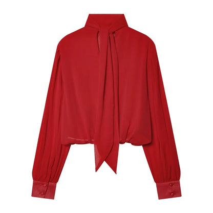 Women's 2026 New Perspective Shirts Tops Fashion Loose Long-Sleeved Elegant Spring Blouses Chic Youth Street Travel Blouses Tops