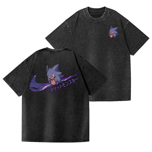 Anime Oversized Men's T-shirt Vintage Washed Women Short Sleeve Tee Streetwear Casual Tops 2026 Summer New
