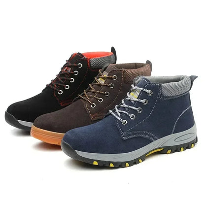 Men's Work Safety Boots High Top Anti-Smash Puncture Resistant Anti-Scald Welding Shoes Indestructible Comfortable Safety Shoes