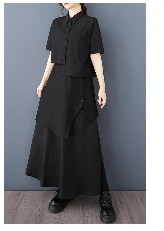 2026 Women's Fashion Spring And Summer Loose Irregular Versatile Personality Asymmetry A-line Ankle-length Elastic Waist Skirt