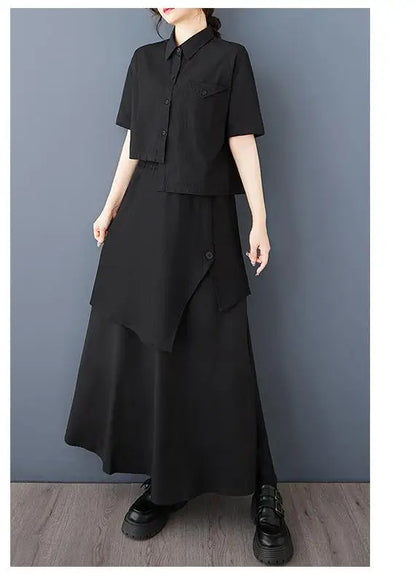 2026 Women's Fashion Spring And Summer Loose Irregular Versatile Personality Asymmetry A-line Ankle-length Elastic Waist Skirt