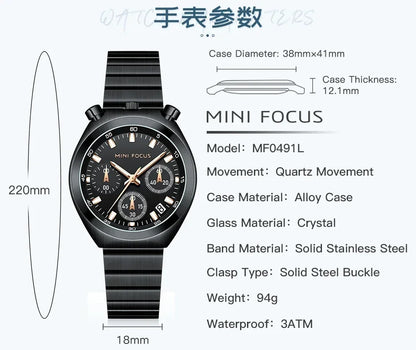 MINI FOCUS Multifunctional Panda Watch for Women Stainless Steel Casual Fashion Ladies Waterproof Quartz WristWatch Girl Gift