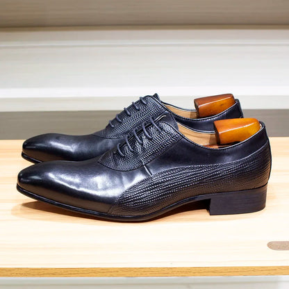 Luxury Genuine Leather Men's Dress Shoes Oxford Handmade Formal Office Business Wedding Classic Lace-Up Footwear