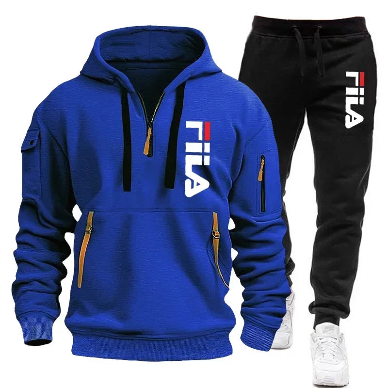 Two sets of 2025 new fashionable men's sportswear, a zippered hooded sweatshirt and sweatpants, for casual fitness and jogging