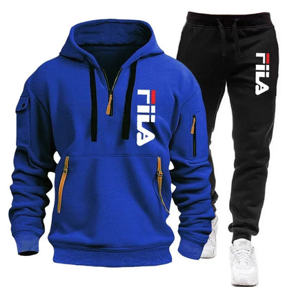 Two sets of 2025 new fashionable men's sportswear, a zippered hooded sweatshirt and sweatpants, for casual fitness and jogging