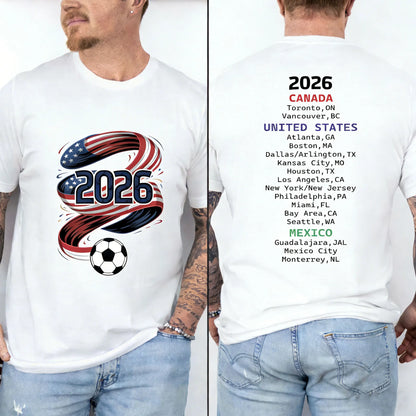 2026 Soccer Part Supplies T-shirts North America Soccer T-Shirt Host Cities List Soccer Fan Gift Shirt Apparel Graphic T Shirts