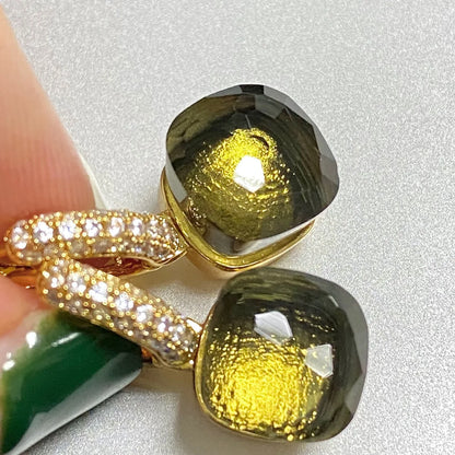 Classic Candy Color Earrings Inlay Transparent Zircon 27Colors Crystal Earrings Rose Gold Plated Fashion Jewelry For Women