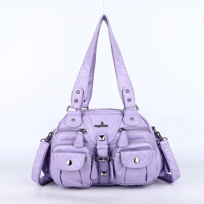 Women Small Handbags Satchel Top-handle Handbag PU Shoulder Bag 8”x11” Dumpling Pack Multi-pockets Shoulder Bag