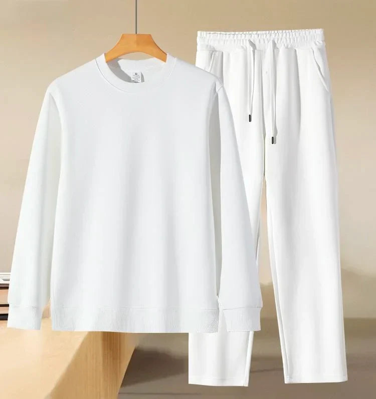 Men's Autumn and Winter New Solid Color Pullover Sweater & Pants Two-piece Set Fashionable Casual Sports Set Men's Tracksuit