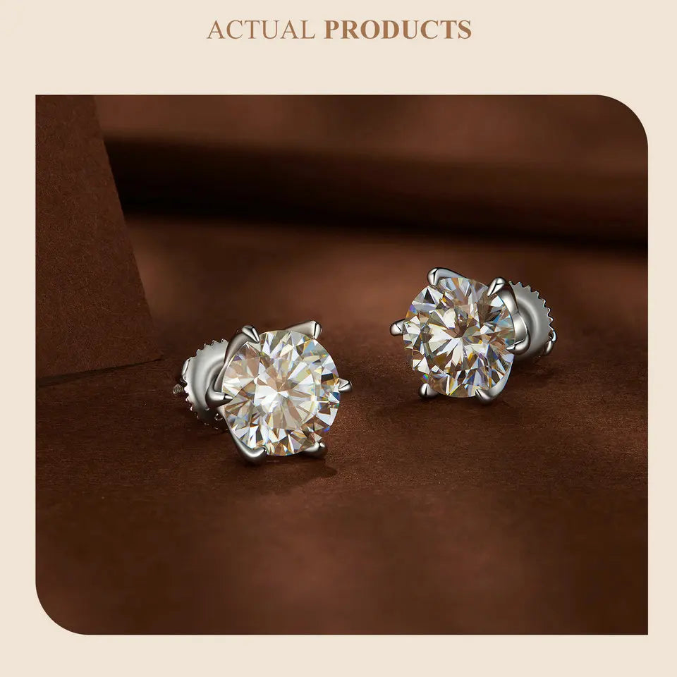 2CTTW Brilliant Cut Moissanite Stud Earrings 925 Sterling Silver Hollow Heart Prong Earrings for Women D VVS1 Lab Diamond