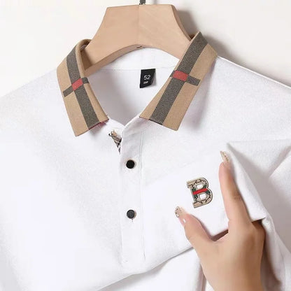 Bestselling brand summer new 100% pure cotton comfortable polo shirt fashionable men's classic letter badge casual short sleeve