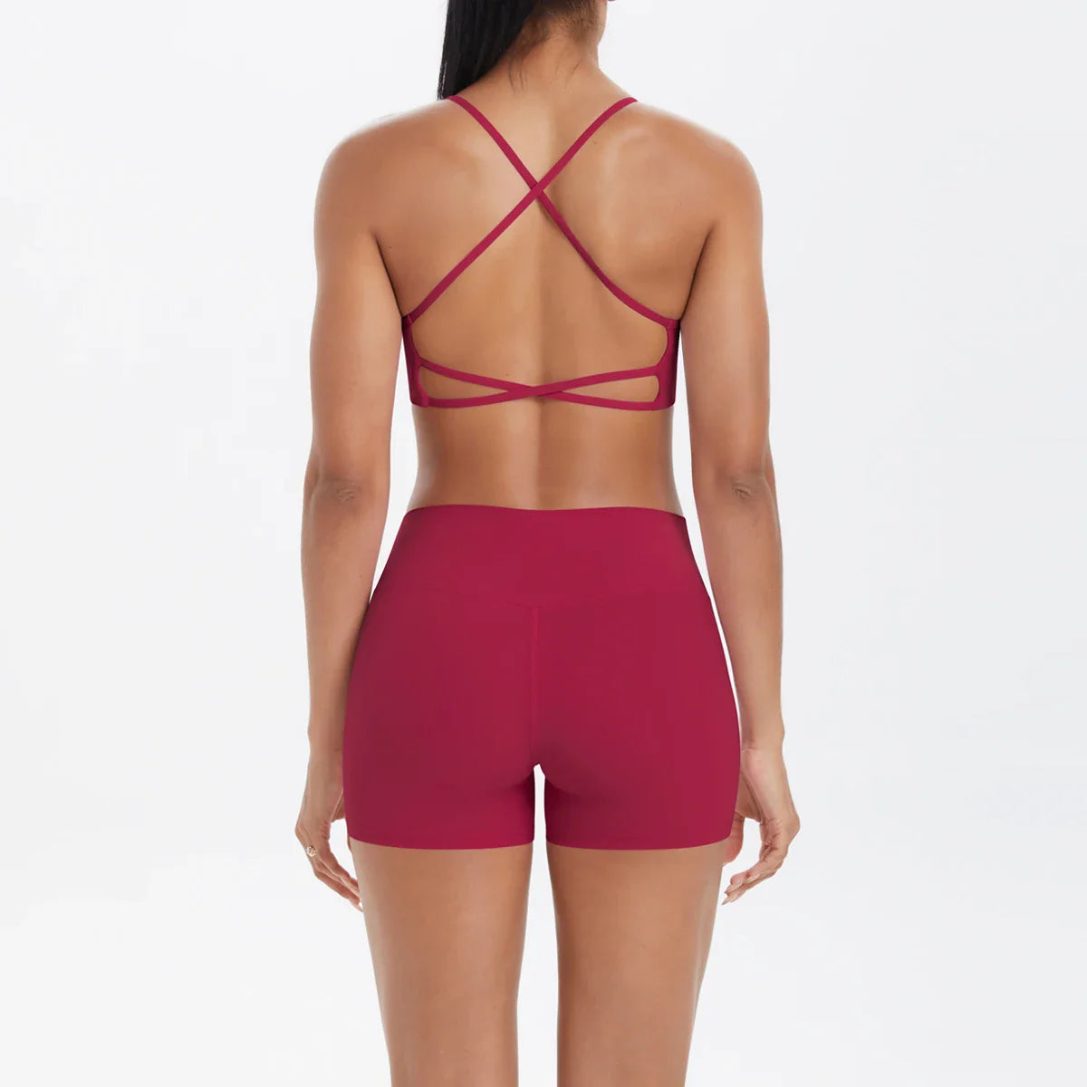 2PCS Yoga Clothes  Halter Yoga Top Set Fitness Gym Suit Crossover Back Sports Underwear Workout Gym Shorts Fitness High Waist