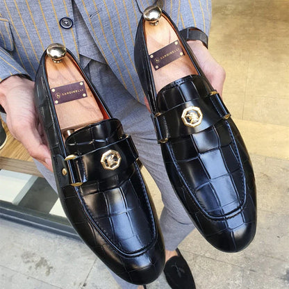 Novos Mocassins Pretos Masculinos Slip-On Bico Redondo Sapatos Sociais Masculinos Frete Grátis Sapatos de Casamento para Homens Tamanhos 38-47