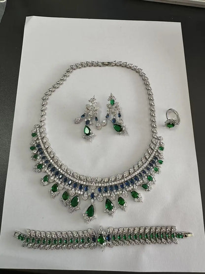 Women's necklace set cubic zirconia bridal jewelry Dubai wedding engagement party holiday jewelry accessories