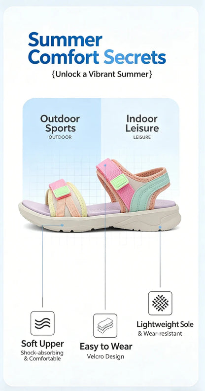 Children Casual Flat Sandals For Girls Summer Beach Shoes Breathable Open Toe Non-Slip Outdoor Kids Walking Sandials