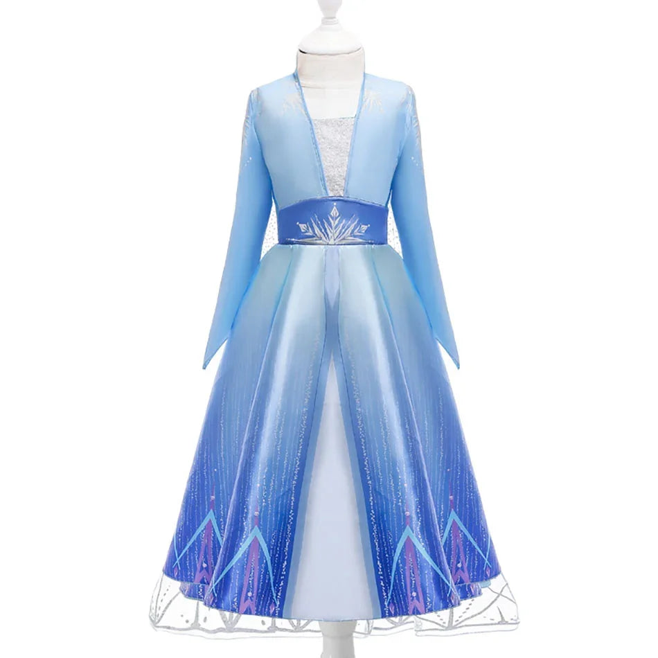 Snow Queen Girls Dress Princess Anna Elsa 2 Dresses Kids Fancy Children Vestidos Birthday Carnival Fancy Party Disguise