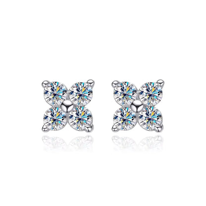 D VVS1 Round Moissanite Stud Earrings for Women Man 4 Stones Classic s925 Sterling Silver Earring with GRA Gift Jewelry